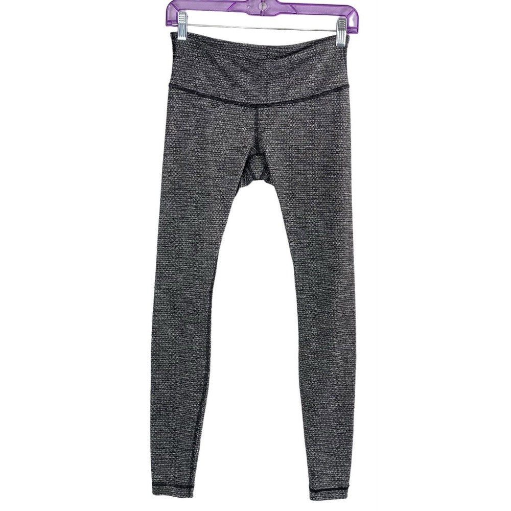 LULULEMON Women Wunder Under Leggings Sz 8 Gray Textured Ankle Athleisure 6a-7